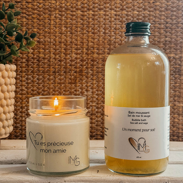 Duo - Bougie et bain moussant (Sel de mer et sauge)