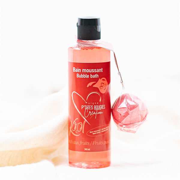 Bain moussant punch aux fruits et bombe de bain assorti